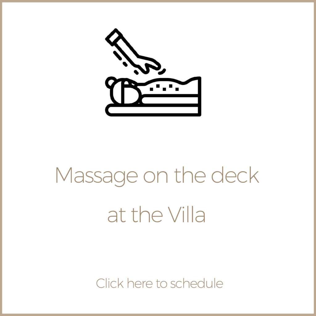 Service "A la carte": Massage on the deck at the villa.